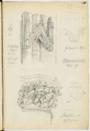 Klosterkirche, Maursmünster: Details (aus: Skizzen- und Fotoalbum 7)