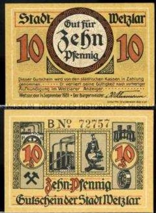 Wetzlar, Notgeld, 10 Pfennig