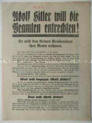 Wahlaufruf der NSDAP zur Reichspräsidentenwahl 1932 mit Blickrichtung auf die Beamten