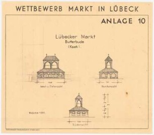 Markt, Lübeck: Aufriss Nordseite, Südseite, Westseite (wie die Ostseite) 1:200