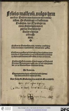 De nobilitate et rusticitate dialogus et alia opuscula. [Enth.:] De Switensiu ortu [u.a.]. Darin: Variae oblectationis opuscula et tractatus