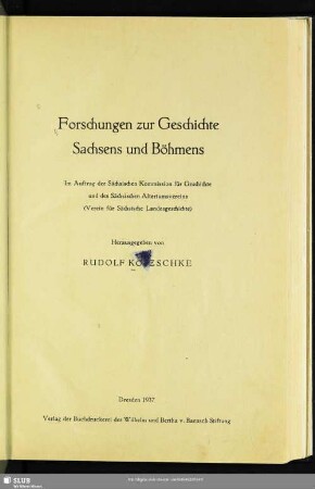 Forschungen zur Geschichte Sachsens und Böhmens