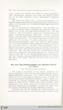 Das neue Reproduktionsobjektiv der Optischen Anstalt C. P. Goerz