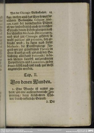 Cap. II. Von denen Wunden