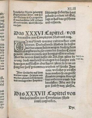 Das XXXVII Capittel von den haselnussen/ irer Complexion/ schad vnnd nutzberkeit.