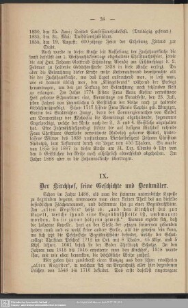 IX. Der Kirchhof, seine Geschichte und Denkmäler