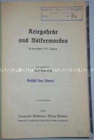 Schrift von Erich Ludendorff über die Ursachen der Kriege