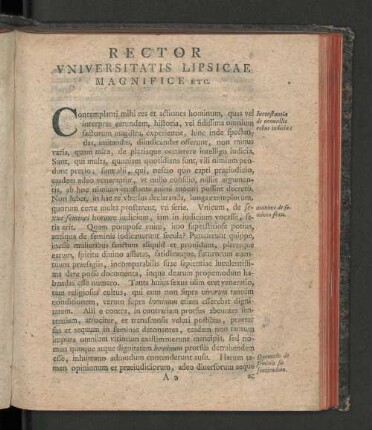 Rector Vniversitatis Lipsicae Magnifice etc.