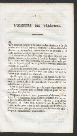 Histoire des Végétaux.