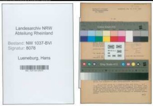 Entnazifizierung Hans Lueneburg , geb. 10.07.1890 (Marinemitglied)