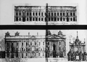 Berlin, Zeughaus, Entwufszeichnung von Blondel. Entwurf von Francois Blondel. Martin Grünberg, Andreas Schlüter, Jean de Bodt