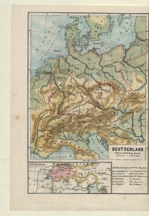 Deutschland Fluss- & Gebirgs-Karte, Die Schweiz Polit. Übersicht