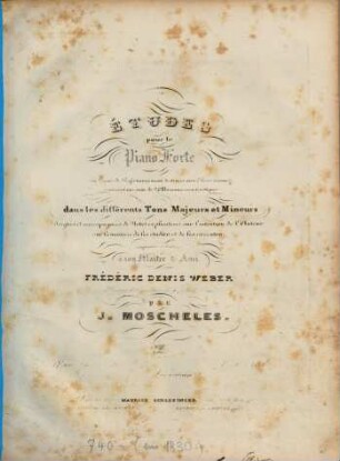 Etudes pour le pianoforte : ou leçons de perfectionnement destinées aux élèves avancés, contenant une suite de 24 morceaux caractéristiques dans les différents tons majeurs et mineurs, doigtées et accompagnées de notes explicatives sur l'intention de l'auteur sur la manière de les étudier et de les exécuter ; oeuv. 70, [2]. Nr. 13-24. 2. éd. - Paris : Schlesinger. - Pl.-Nr. M.S.740. - S. 57-105