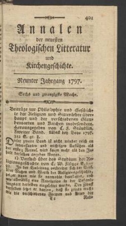 Sechs und zwanzigste Woche