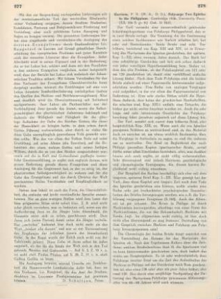 278-279 [Rezension] Harrison, Percy N., Polycarp's two epistles to the Philippians