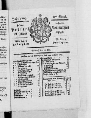 22tes Stück., Ausgabe vom 31. Mai 1797