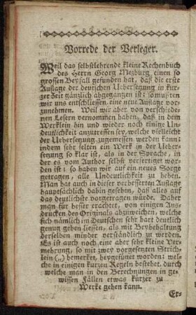 Vorrede der Verleger.