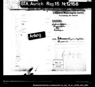 Personalakten des früheren Rektors Carl Gittermann in Esens als Navigationsschullehrer in Leer