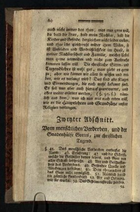 Zweyter Abschnitt: Vom menschlichen Verderben, und der Gnadenhülfe Gottes, zur christlichen Tugend