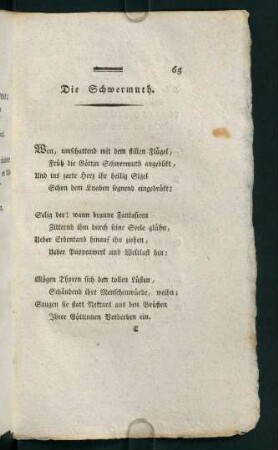 65-69, Die Schwermuth