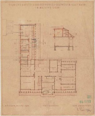 Fischer, Theodor; Blaichach; Haus Gradner - Aufstockung des Hauses (Grundriss, Schnitt)