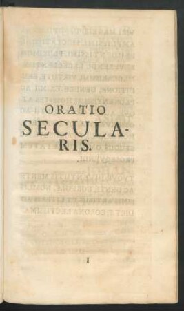 Oratio Secularis.