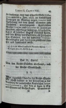 Das IX. Capitel. Von den Reichs-Ständen überhaupt, und der Reichs-Standschafft.