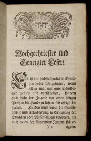 Hochgeehrtester und Geneigter Leser!