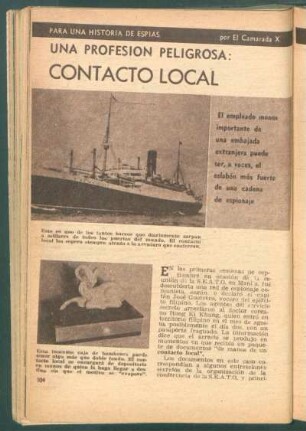 Una profesión peligrosa: contacto local : Para una historia de espías