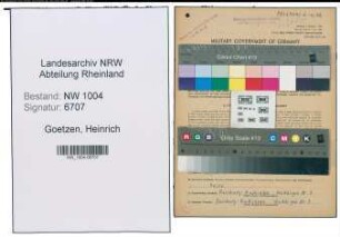 Entnazifizierung Heinrich Goetzen , geb. 04.03.1897 (Monteur)