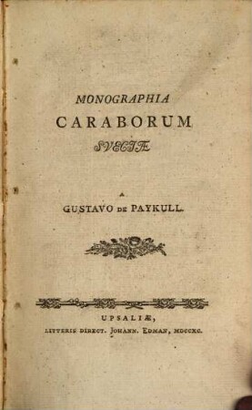 Monographia Caraborum Sueciae