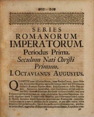 Series Romanorum Imperatorum Cum Reflexionibus Historicis