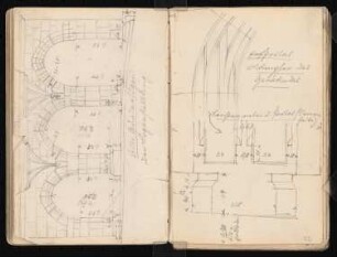 Skizzenbuch: Rathäuser Bocholt, Wernigerode, Goslar, Alsfeld: Rathaus Alsfeld. Fassadendetail Bögen, Portal