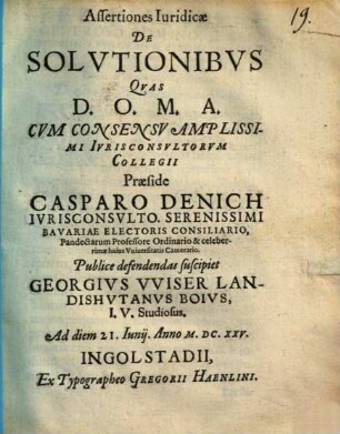 Assertiones Iuridicae De Solvtionibvs