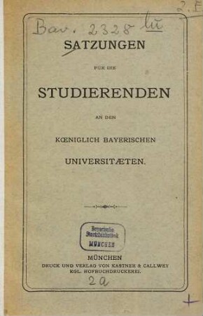 Satzungen für die Studierenden an den bayerischen Universitäten