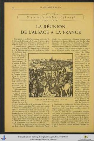 La Réunion de l'Alsace à la France.