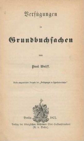 Verfügungen in Grundbuchsachen