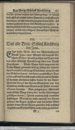 XIII. Das alte Berg-Schloß Kirchberg bey Jena