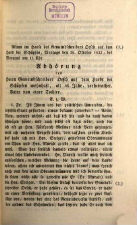 Untersuchungsakten über die in der Republik Bern im Jahr 1832 stattgefundenen Reaktionsversuche. 10, Untersuchungsakten gegen Johannes Desch, Gemeindeschreiber von Schüpfen