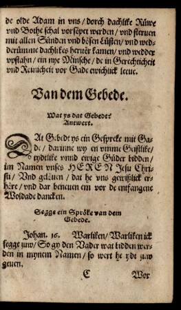 Van dem Gebede.