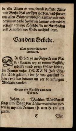 Van dem Gebede.