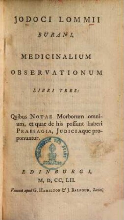 Medicinalium observationum libri tres