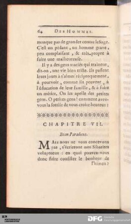 Chapitre VII. Beau Paradoxe.