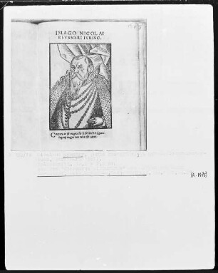 Bildnis des Magisters Nikolaus Reusner, Professor in Marburg Buchkunst
