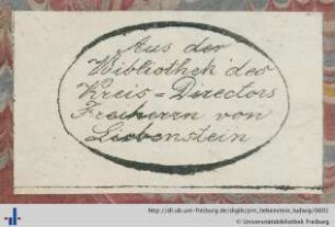 [Provenienz]: Liebenstein, Ludwig August Friedrich von