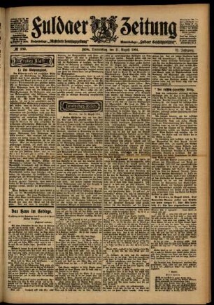 Erste Ausgabe vom Donnerstag, den 11. August 1904.