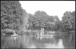 Mittweida. Schwanenteich mit Ruderkähnen