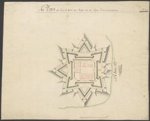 Plan du Fort de Kéel (Kehl) de l'autre côté du Rhin vis à vis Stasbourg (Straßburg)