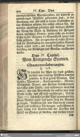 Das IV. Capitel. Vom Königreiche Spanien : Staatsveränderungen