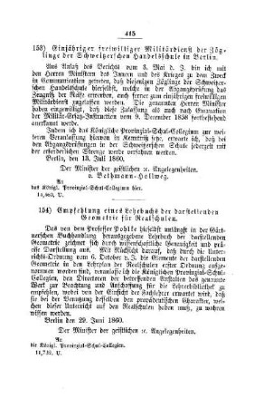 Einjähriger freiwilliger Militärdienst der Zöglinge der Schweitzerschen Handelsschule in Berlin : [III. Gymnasien und Realschulen]